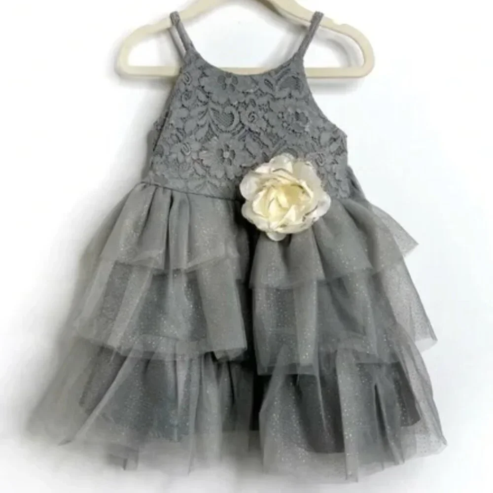 NWT Pink & Violet Sleeveless Lace Glitter Mesh Dress Multiple Sizes
